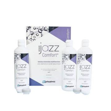 Ophtalmic Comfort Jazz Soluție multifuncțională de îngrijire pentru lentile de contact moi Ochi sensibili 3x360ml