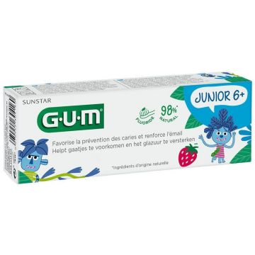Pastă de dinți Gum Junior de la 6 ani Căpșuni cu fluor și aromă de izomalt 50ml