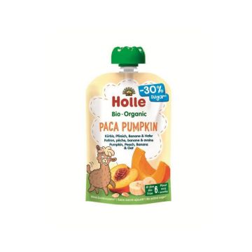 Piure de dovleac cu piersici, banane si ovaz Bio Paca Pumpkin, 100 g, Holle
