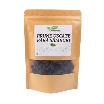 Prune uscate fara samburi, 250 g, Natura Plus