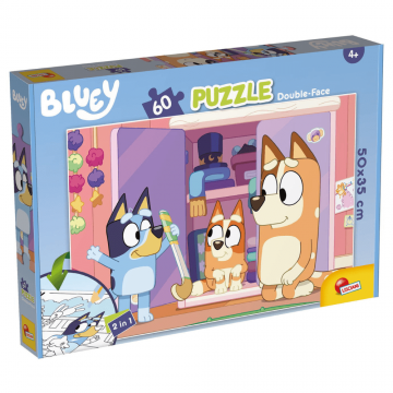 Puzzle de colorat maxi, 4 ani+, Bluey, 60 de piese, Lisciani