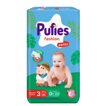 Scutece chilotel Fashion, Nr 3.6-15 kg, 50 bucati, Pufies