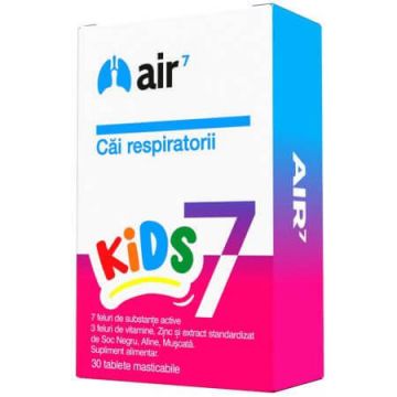 Air7 Kids cai respiratorii, 30 tablete masticabile, Green Splid