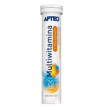 Apteo Multivitamine cu ginseng aromă de lămâie, 20 comprimate efervescente