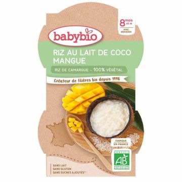 Babybio Orez cu lapte de cocos și mango de la 8 luni 225g