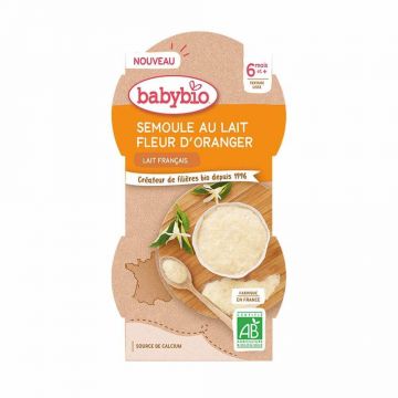 Babybio Semolina cu lapte de vacă cu flori de portocal 6 luni și mai mult 225g