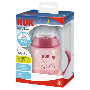 Biberon cu cu efect de stalucire in intuneric Learner First Choice, 6-18 luni, 150 ml, Nuk