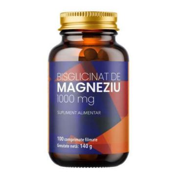 Bisglicinat de magneziu, 1000 mg, 100 comprimate filmate, Laboratoarele Remedia