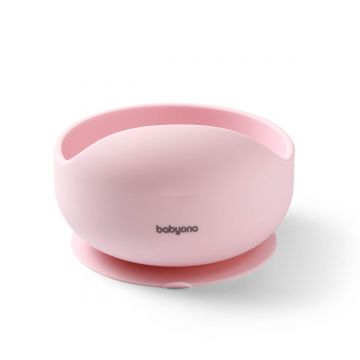 Bol din silicon cu ventuza, Roz, Babyono
