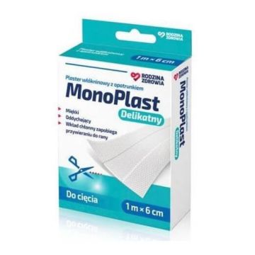 Family Health, MonoPlast Tencuială fină nețesută, 1 m x 6 cm - Pe termen lung!