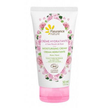 Fleurance Nature Cremă hidratantă organică cu apă de flori de trandafir pentru toate tipurile de ten 50ml