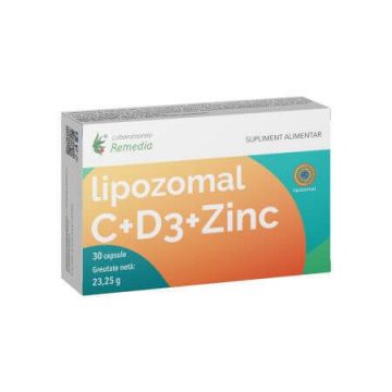 Lipozomal C+D3+Zinc, 30 capsule, Laboratoarele Remedia