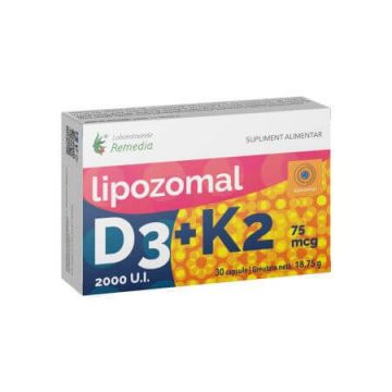 Lipozomal D3 2000 U.I. + K2 75mcg, 30 capsule, Remedia