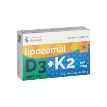 Lipozomal D3 4000 U.I.+ K2 150 mcg, 30 capsule, Remedia