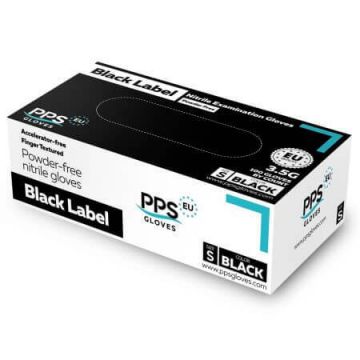 Manusi negre nepudrate din nitril Black Label PPS, marimea S, 100 bucati, PPS Gloves
