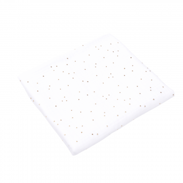 Muselina din bumbac organic cu bulinute Aurii, 75x75 cm, Alb, Fic Baby