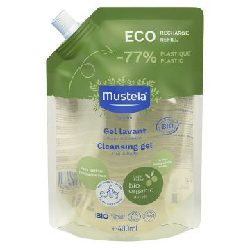 Mustela Eco Refill Bio Gel de curățare pentru corp și păr de la naștere 400 ml