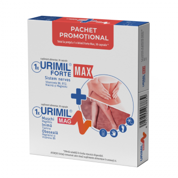 Pachet Urimil Forte Max + Urimil Mag, 2 x 30 capsule, NaturPharma 