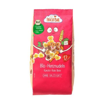 Paste Bio inimioare cu morcov si sfecla rosie, +12 luni, 300 g, Frucht Bar