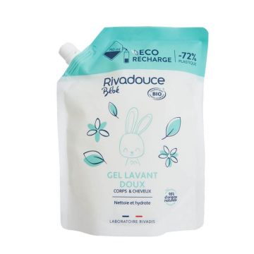 Rivadouce Bebè Refill Gentle Bio Gel de curățare pentru corp și păr 750ml