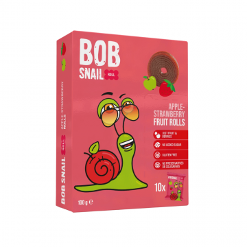 Rulouri din fructe, Mere si Capsuni, 100 g, Bob Snail