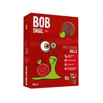 Rulouri din fructe, Mere si Cirese, 100 g, Bob Snail