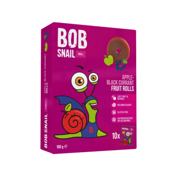 Rulouri din fructe, Mere si Coacaze Negre, 100 g, Bob Snail