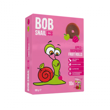 Rulouri din fructe, Mere si Zmeura, 100 g, Bob Snail