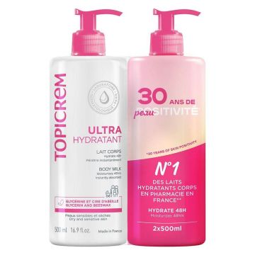 Topicrem Ultra-Hydratant Ultra-Hydrating Body Milk Piele sensibilă și uscată 2x500ml