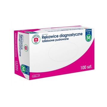 Trusă de prim ajutor ABC Diagnostic mănuși de latex pudrate mărimea M, 100 bucăți