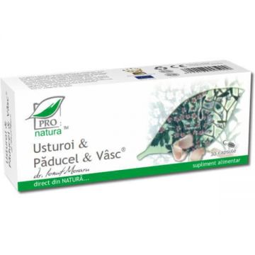 Usturoi & Păducel & Vâsc, 30 capsule, Pro Natura