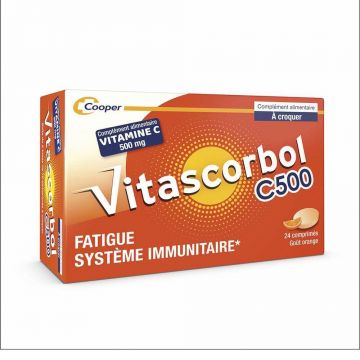 Vitascorbol Vitamine C 500mg Aromă de portocale 24 comprimate masticabile