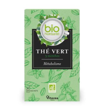 Vitavea Santé BioNutrisanté Infusion Thé Vert 3 Menthes Métabolisme 20 Sachets