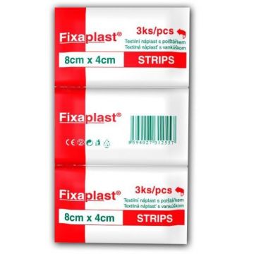 Fixaplast Benzi patch 8 x 4 cm textil cu tampon 3 buc