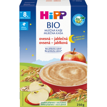 HiPP BIO Good Night Milk Porridge terci de ovăz / mere de la 8m+, 250 g