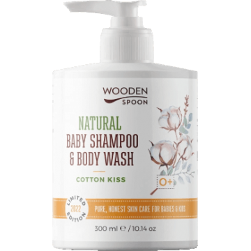 Lingură de lemn Gel de duș pentru copii și șampon pentru păr 2in1 Cotton Kiss 300 ml