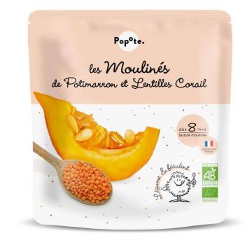 Mancare Bio cu dovleac si linte rosie, 8 luni+, 180 g, Popote