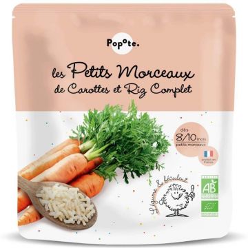 Mancare Bio cu morcovi si orez brun, 8-10 luni, 190 g, Popote