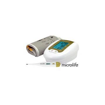Manometru digital Microlife BP 3AG1 automat auriu cu adaptor pentru umăr + termometru MT 3001