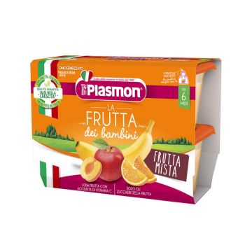 Mix de fructe banane, mar, caisa, portocala, +6 luni, 4 x 100g, Plasmon