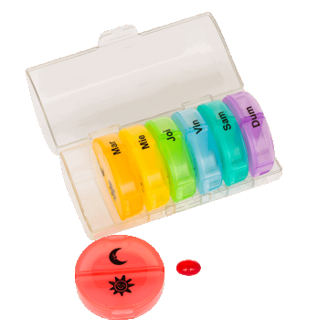 Organizator medicamente saptamanal, pentru calatorie, 2 casete colorate, Bazarul de Sanatate