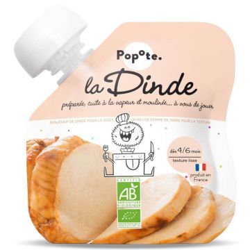 Piure Bio cu 51% carne de curcan, 4-6 luni, 60 g, Popote