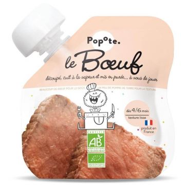 Piure Bio cu 51% carne de vita, 4-6 luni, 60 g, Popote