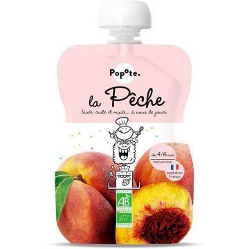 Piure Bio cu 60% piersici, 4-6 luni, 120 g, Popote