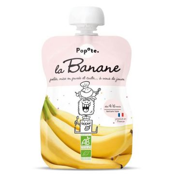 Piure Bio cu 85% Banane, 4-6 luni, 120 g, Popote