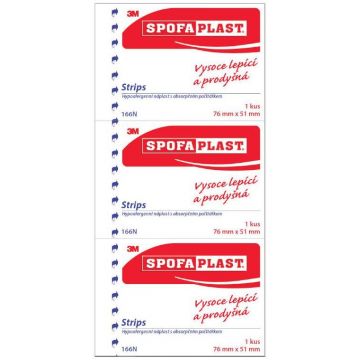 Spofaplast 3M 166N Plasture hipoalergenic 76x51mm, 3 buc