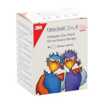 Spofaplast Opticlude Boys&Girls Mini plasture pentru ochi 5 x 6 cm, motiv pentru copii, ortoptic, pentru tratamentul strabismului 30 buc