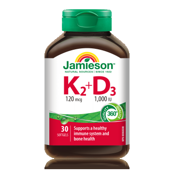 Vitamina K2 120 MCG + D3 1000UI, 30 capsule, Jamieson