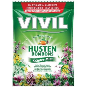 Vivil Bonbons îngroașă picăturile cu aromă de mentă-herbă cu 23 de ierburi fără zahăr