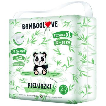 Bamboolove, scutece de unică folosință cu fibră de bambus, mărimea XL, 12-18 kg, 20 bucăți
